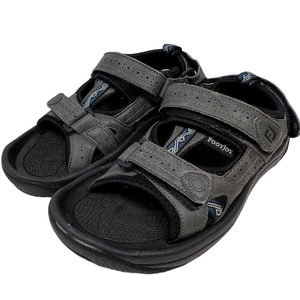 Footjoy Youth Boys Girls 4 M Golf Sandals Gray Soft Spikes Strappy Black 45032